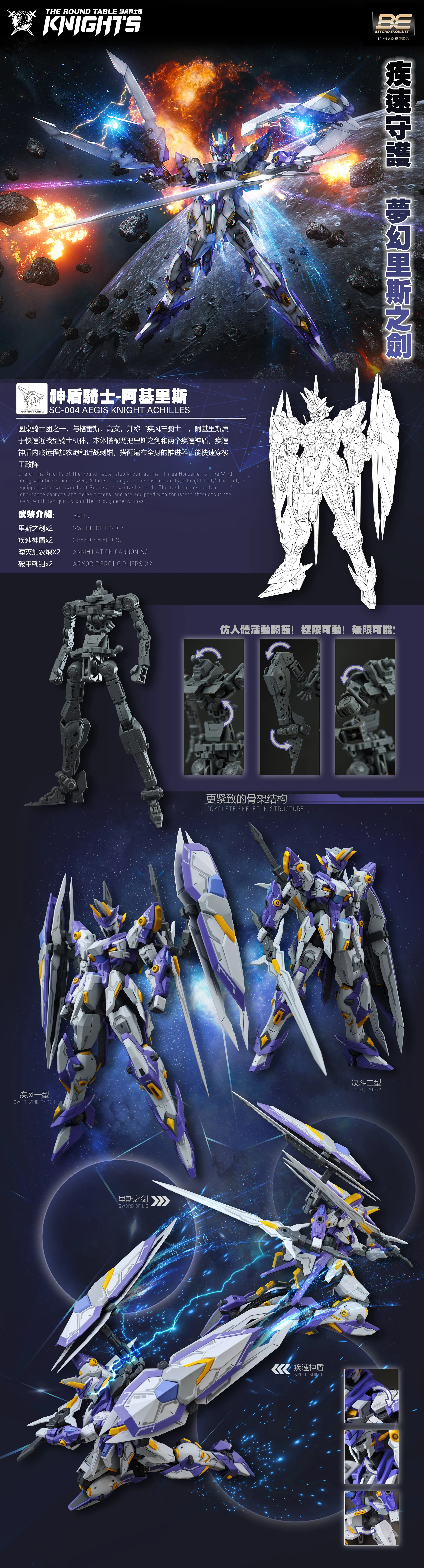 Original SNAA Super Nova Beyond Exquisite BE 1/144 The Round Table Knights Aegis Knight SC-004-Achilles