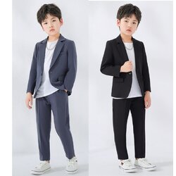 Bset0151- ชุดออกงานเด็กชายสีเทา 4ชิ้น มี เสื้อสูท+เสื้อยืดแขนยาวสีขาว+กางเกง ชุดจีนเด็กชายดูเก๋เท่ห์มีสไตล์ ทรงสวยเรียบหรูดูสุขุม เนื้อผ้าสวยใส่สบาย ขนาดชุด +ดูเพิ่ม ในรายละเอียด