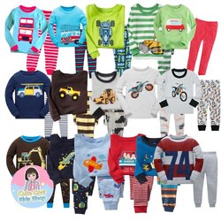 HUB-1 ชุดนอนเด็กชายแขนยาวขายาว ลายรถ จรวด เครื่องบิน Size 2-7 ขวบ