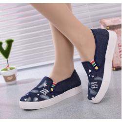 shoe1231 รองเท้าสีน้ำเงินเข้ม สีกรมท่า แต่งลาย