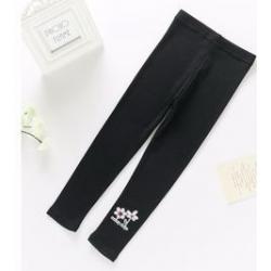 P31041 พร้อมส่งเลกกิ้งเด็กสีดำ รูปดอกไม้ สั่งZ100 จัดZ110