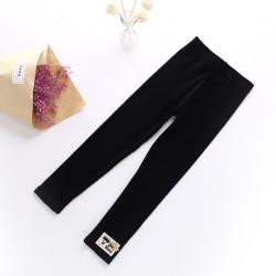 P30982พร้อมส่ง เลกกิ้งเด็กสีดำ ติดอาร์มตุ๊กตาน้อย+ติดโบว์สีทอง