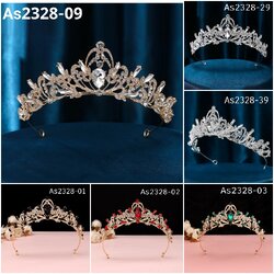 As2328- พร้อมส่งจากไทย มงกุฎเพชรประดับมุก แวววาว สวยสุดหรูดูแพงเหมือนแบบ เด็กโต-ผู้ใหญ่ ดัดปรับขนาดได้เล็กน้อย