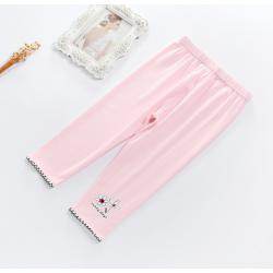 P30953พร้อมส่ง เลกกิ้งเด็กสีชมพู แบบสามส่วน ถักริม