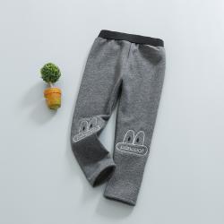 P30591พร้อมส่งเลกกิ้งเด็กสีเทาเข้ม ปักแต่งลาย