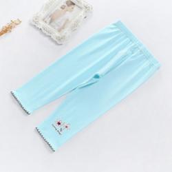 P30954 พร้อมส่งเลกกิ้งเด็กสีฟ้า แบบสามส่วน ถักริม