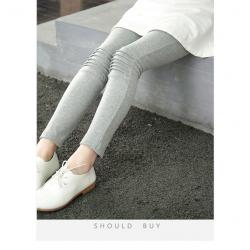 P30841พร้อมส่งเลกกิ้งเด็กสีเทา แต่งเข่า