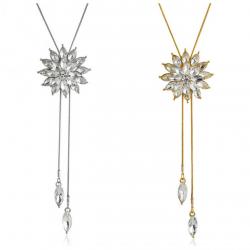 As4101- สร้อยคอประดับ ปรับขนาดให้สั้น หรือยาวได้ ทองเพชรแวววาว ชุบสีทอง และสีเงิน สวยทน