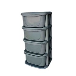 ลิ้นชักบีคลิ๊ก 4 ชั้น เทาล้วนไม่มีชุดล้อ [10-250/4]