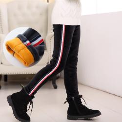 P30571 พร้อมส่งเลกกิ้งเด็กสีดำ แต่งแถบ