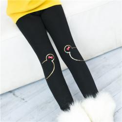 P30871พร้อมส่ง เลกกิ้งเด็กสีดำ ปักแต่งลายติดมินนี่