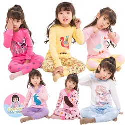 ZFG-1 ชุดนอนเด็กผู้ชายแขนยาวขายาวลาแมว กระต่าย นก หัวใจ แกะ ปลา ม้าลาย มีขนาด 1-8 ขวบ