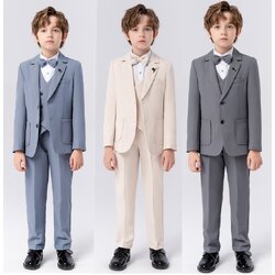 Bset0124- ชุดสูทเด็กชาย 5ชิ้น เนื้อผ้าสวยหรู ทรงสวยดูดี มีเสื้อสูท+เสื้อกั๊ก+กางเกง+โบว์+เข็มกลัด ขนาดชุด +ดูเพิ่ม ในรายละเอียด สำหรับออกงาน หรือการแสดง