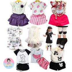 STPG-5 ชุดเซ็ตเด็กผู้หญิง 2 ชิ้น เสื้อแขนสั้น กางเกงขาสั้น มีขนาด 1-7 ขวบ ชุด เด็ก หญิง