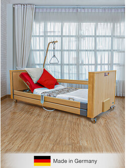 ชุดเตียงผู้ป่วยปรับไฟฟ้า Dali Low Entry (เตียงปรับระดับต่ำสุด 23 cm.) + พร้อมที่นอนเพื่อสุขภาพ MEMORY FOAM + เสาพยุงตัว + ชุดผ้าปูที่นอน + ผ้ายาง