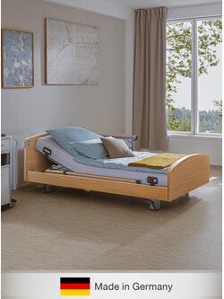 ชุดเตียงผู้ป่วยปรับไฟฟ้า VENTA ราวข้างเตียง Telescopic ที่สามารถพับเก็บซ่อนกับโครงเตียง ดีไซนด์สวยงาม (ปรับเตียงต่ำสุด 25 cm.) + พร้อมที่นอนโฟมป้องกันแผลกดทับ MERCURY หนา 15 cm. + ชุดผ้าปูที่นอน + ผ้ายางรองกันเปื้อน