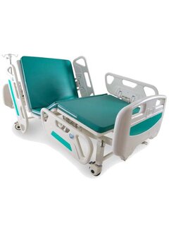 เตียงผู้ป่วยปรับมือหมุน 3 ไกร์ มือหมุน รุ่น A236P ราวปีกนกยาว สามารถปรับสูงต่ำได้ + พร้อมที่นอน 4 ตอน + เสาน้ำเกลือแบบเสียบหัวเตียง