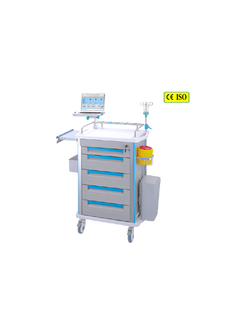 รถเข็นพยาบาลฉุกเฉินช่วยชีวิต Emergency Cart มีที่สำหรับตั้ง Laptop รุ่น SL-F09-1