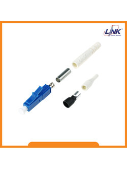 UF-0002DSM LC Duplex Singlemode, Blue, Zirconia Fiber Optic Connector, Beige Boot 0.9 mm, 3.0 mm diameter Cable