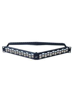 US-3324TFAS : Shield CAT 6A ANGLE PATCH PANEL 24 PORT, Auto Shutter Jack
