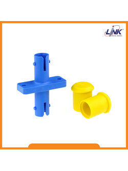 UF-0044SQ ST Fiber Optic Adapter, Single-mode Coupling, Flange Type, Ceramic Sleeve, Blue Housing