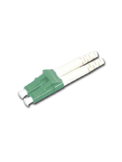 UF-0002DSM/APC LC/APC Duplex Singlemode, Green, Zirconia Fiber Optic Connector, Beige Boot 0.9 mm, 3.0 mm diameter Cable