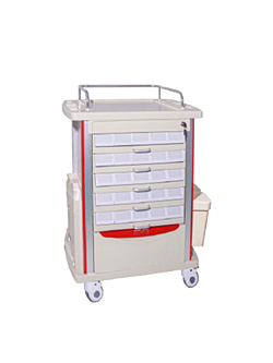 รถเข็นฉุกเฉิน สำหรับจ่ายยา 50 ช่อง รุ่น SL-F08-2 (Emergency Trolley)