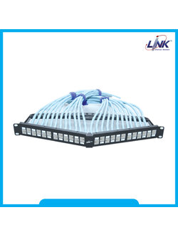 US-3224TFAS : CAT 6A ANGLE PATCH PANEL 24 PORT, Auto Shutter- แผงกระจายสาย CAT 6A แบบ Angle, Auto