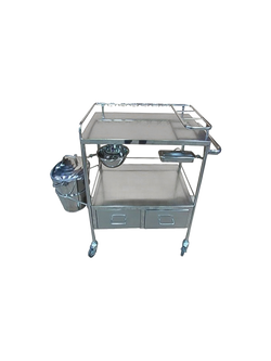 รถเข็นทำแผล สแตนเลส พร้อมอุปกรณ์ รหัส PP047