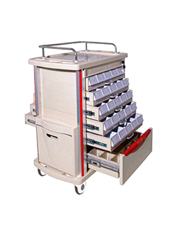รถเข็นฉุกเฉิน สำหรับจ่ายยา 50 ช่อง รุ่น SL-F08-2 (Emergency Trolley)