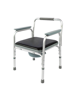 เก้าอี้นั่งถ่ายอลูมิเนียม ปรับระดับได้ พับเก็บได้ ไม่มีล้อ พร้อมเบาะรอง รุ่น CA6621