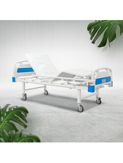 เตียงผู้ป่วยมือหมุน 2 ไกร์ หัว-ท้าย ABS ราวสไลด์ (Manual Hospital Bed) + แถมพิเศษ ฟูกที่นอน 4 ตอน