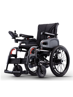 รถเข็นไฟฟ้าคาร์ม่า Eflexx (Power WheelChair KARMA Eflexx) ล้อหลังมี 2 ขนาดเล็ก 14 นิ้ว และล้อใหญ่ 20 นิ้ว สามารถเลือกได้ พับเก็บได้ พนักพิงหลังปรับได้ แบตเตอรี่ถอดและติตตั้งง่าย น้ำหนักเบา เคลื่อนย้ายสะดวก (รุ่นยอดนิยม)