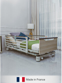 ชุดเตียงผู้ป่วยไฟฟ้า PANTOGRAPHE 3/4 หัว และท้ายเตียงสามารถถอดออกได้ (ปรับเตียงต่ำสุด 24 ซม.) + พร้อมที่นอนเพื่อสุขภาพ MEMORY FOAM + ชุดผ้าปูที่นอน + ผ้ายางกันเปื้อน