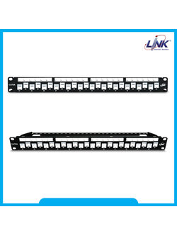 US-3224A : CAT 6A PATCH PANEL 24 PORT, Auto Shutter w/Cable Management- แผงกระจายสายแบบเรียบ Original