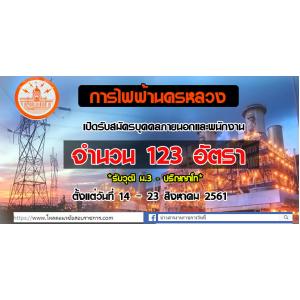เปิดสอบแล้ว!! การไฟฟ้านครหลวง (กฟน.) รับสมัครบุคคลภายนอกและพนักงาน 123 อัตรา ตั้งแต่วันที่ 14 – 23 สิงหาคม 2561