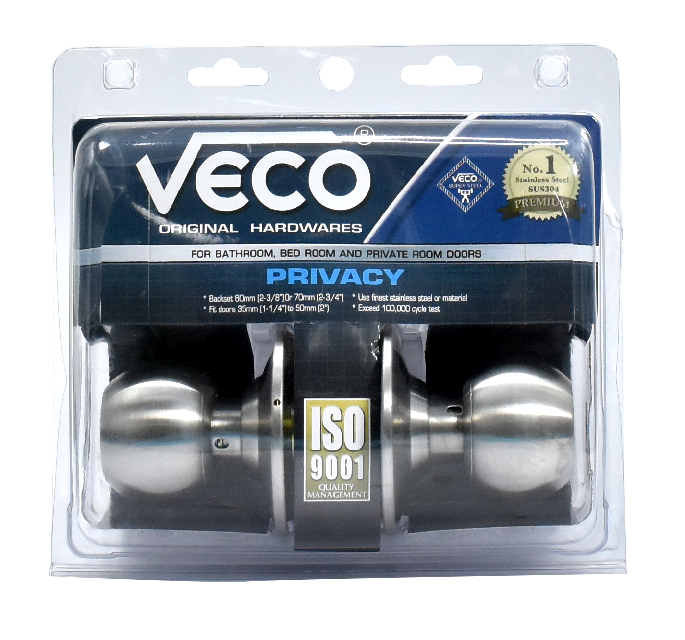 VECO ลูกบิดห้องน้ำ 3871 SS-ML-BKหัวกลม SS