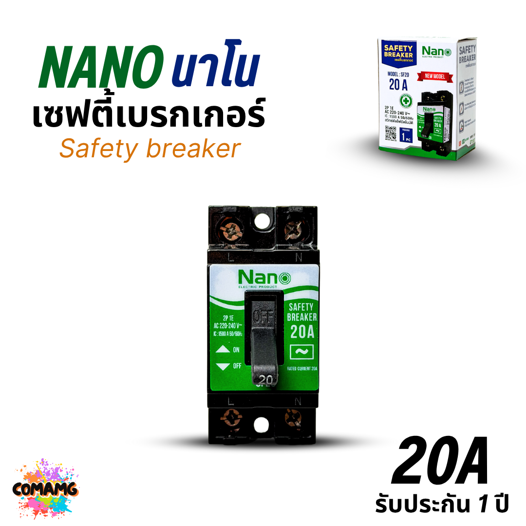 Nano เซฟตี้เบรกเกอร์ ตัดไฟฟ้าอัตโนมัติ Safety Breaker พร้อมกล่องครอบ ขนาด 10A,15A,20A,30A รับประกัน1ปี
