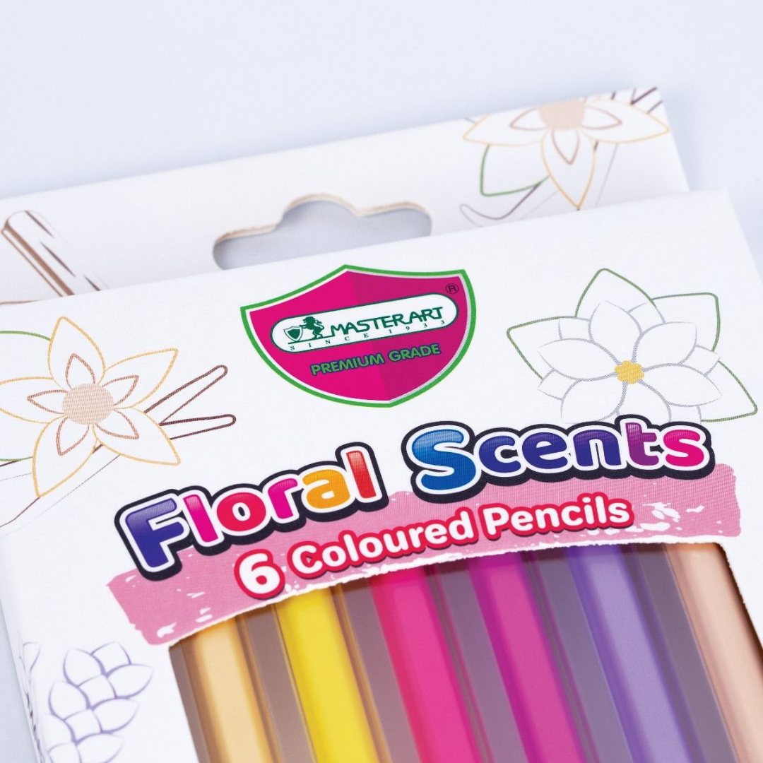 Master Art สีไม้ ดินสอสี มาสเตอร์อาร์ต มีกลิ่นหอม 6 สี 6 กลิ่น กลิ่นFloral กลิ่นFruity แถมกบเหลาในกล่อง พร้อมส่ง