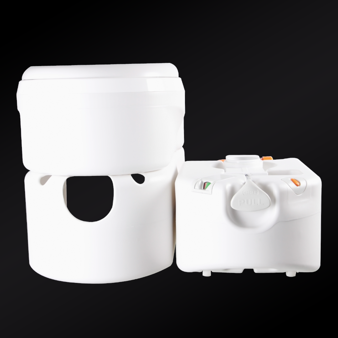 สุขาเคลื่อนที่รุ่น Premium Pro Stainless ฝารองนั่งแบบวงรี ความจุน้ำสะอาด 17 ลิตร ความจุของเสีย 24 ลิตร ฟรีสายฉีดชำระ