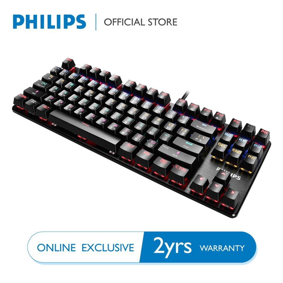 Philips SPK8901 คีย์บอร์ดTKL Mechanical Keyboard Blue Switch 87Key ไฟRGB