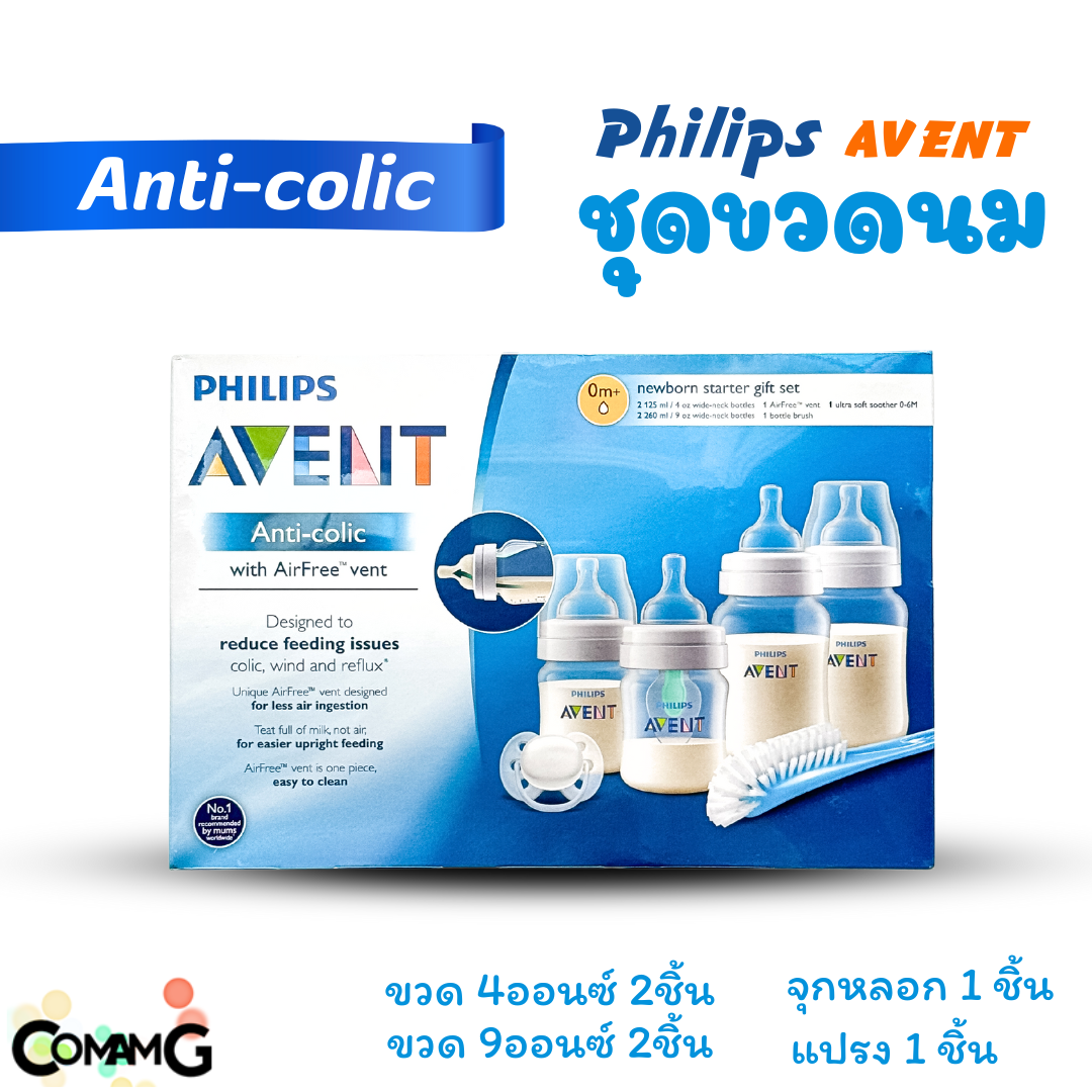Philips Avent ชุดขวดนม 4ชิ้น ของขวัญสำหรับเด็กแรกเกิด รุ่น Anti colic ของแท้