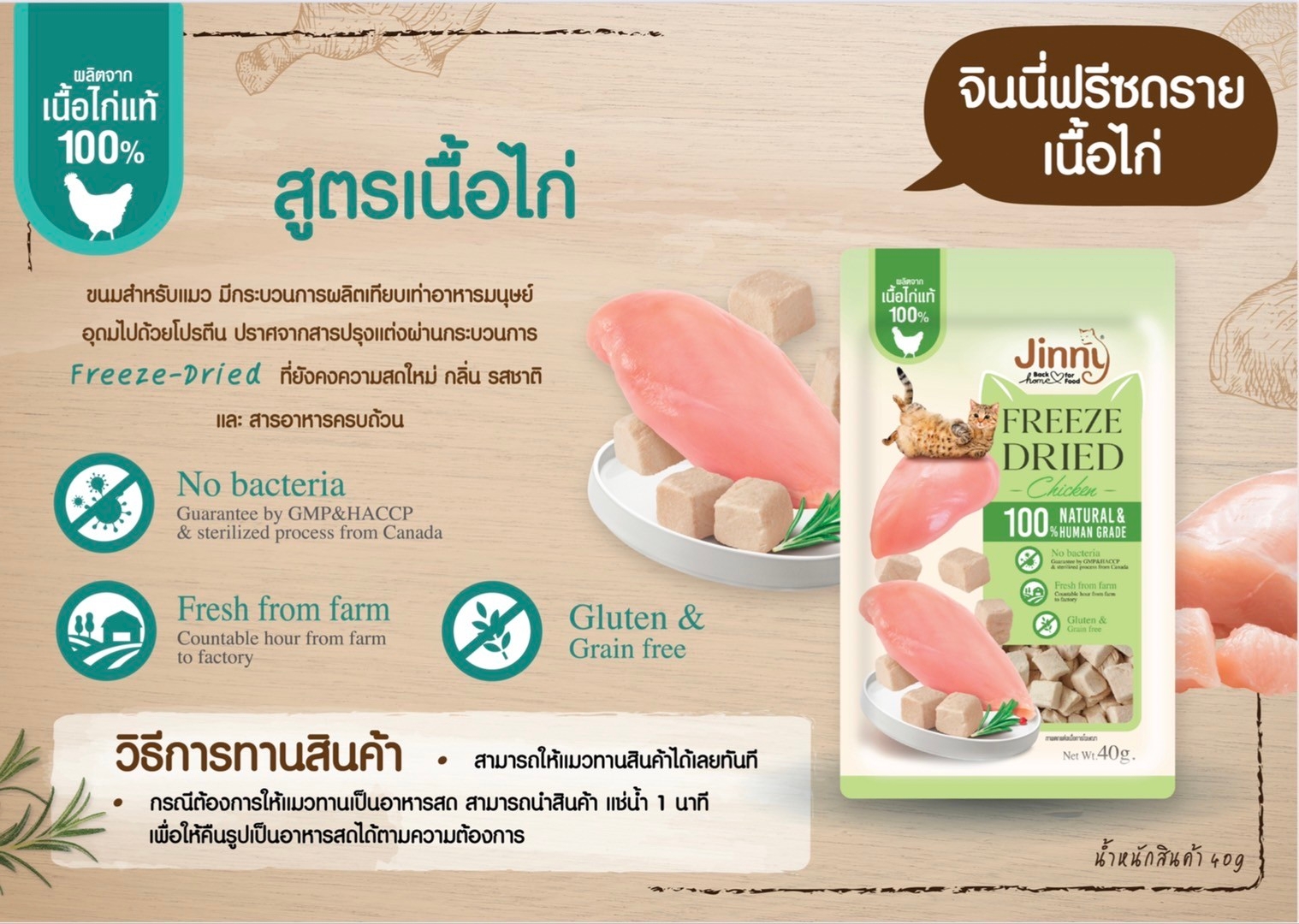 Jerhigh Freeze-Dried ขนมสุนัขเเละเเมวเจอร์ไฮฟรีซดราย 40G