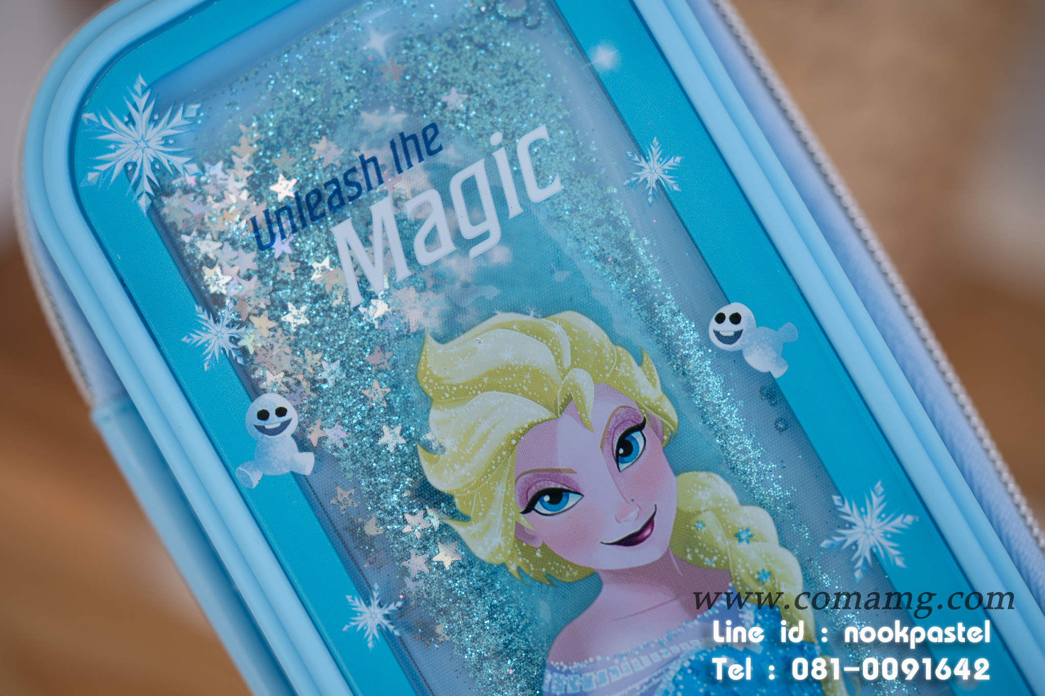 กล่องดินสอเอลซ่ากลิตเตอร์ รุ่นน้ำไหล สีฟ้า ลิขสิทธิ์แท้