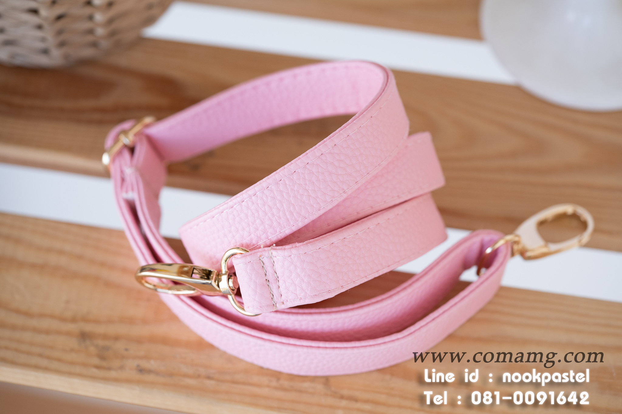 สายกระเป๋าหนังPU หนังนิ่ม อะไหล่เงิน-อะไหล่ทอง สายปรับความยาวได้ มีหลายสี พร้อมส่ง