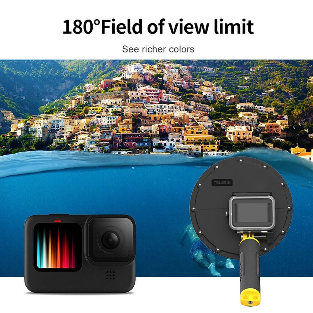 Telesin GoPro 11 / 10 / 9 Telesin Dome Port โดมถ่ายครึ่งบกครึ่งน้ำพร้อมที่กดชัตเตอร์