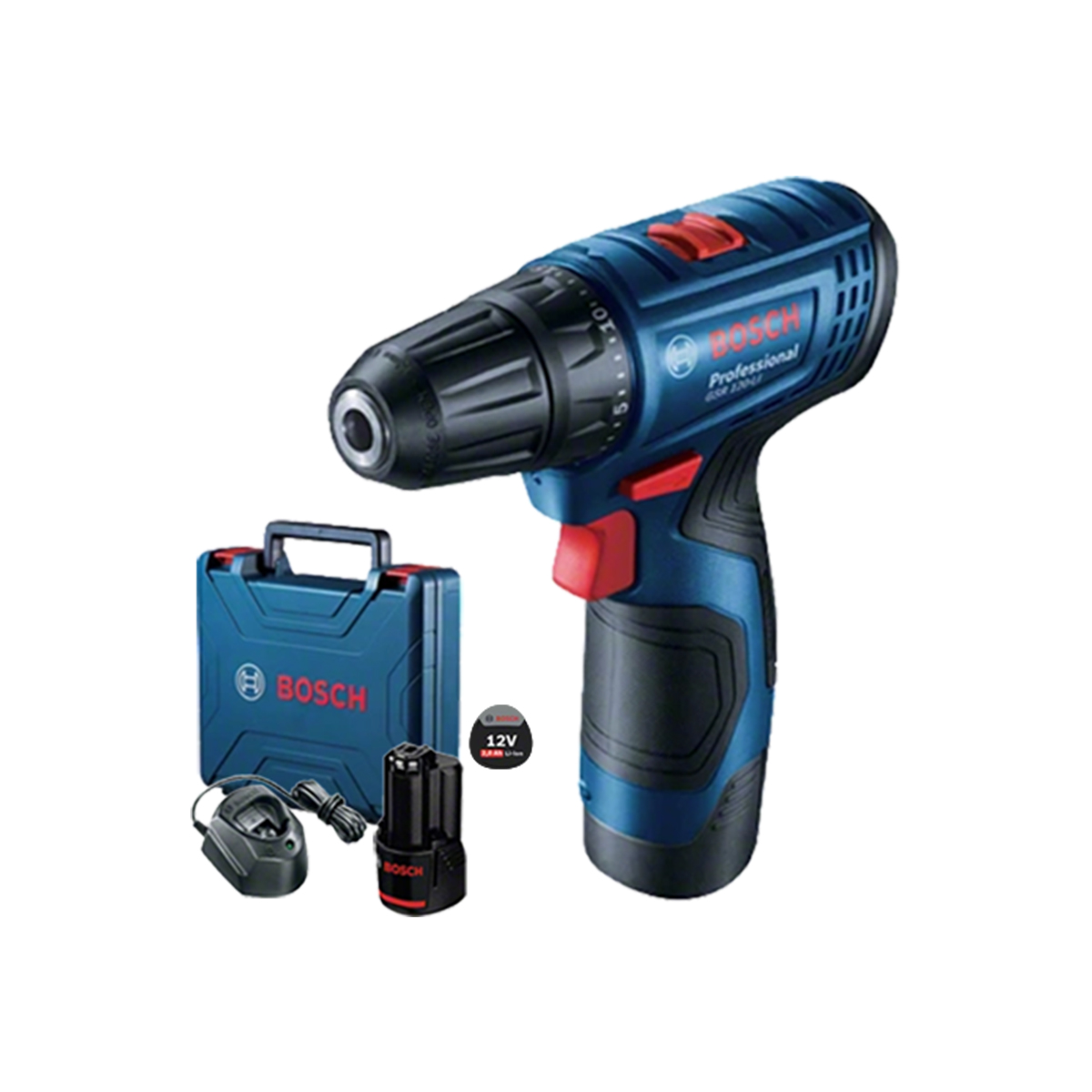 BOSCH สว่านไร้สาย GSR 120-LI 12V 2Ah (แบตเตอรี่ 2 ก้อน) [06019G80K0]