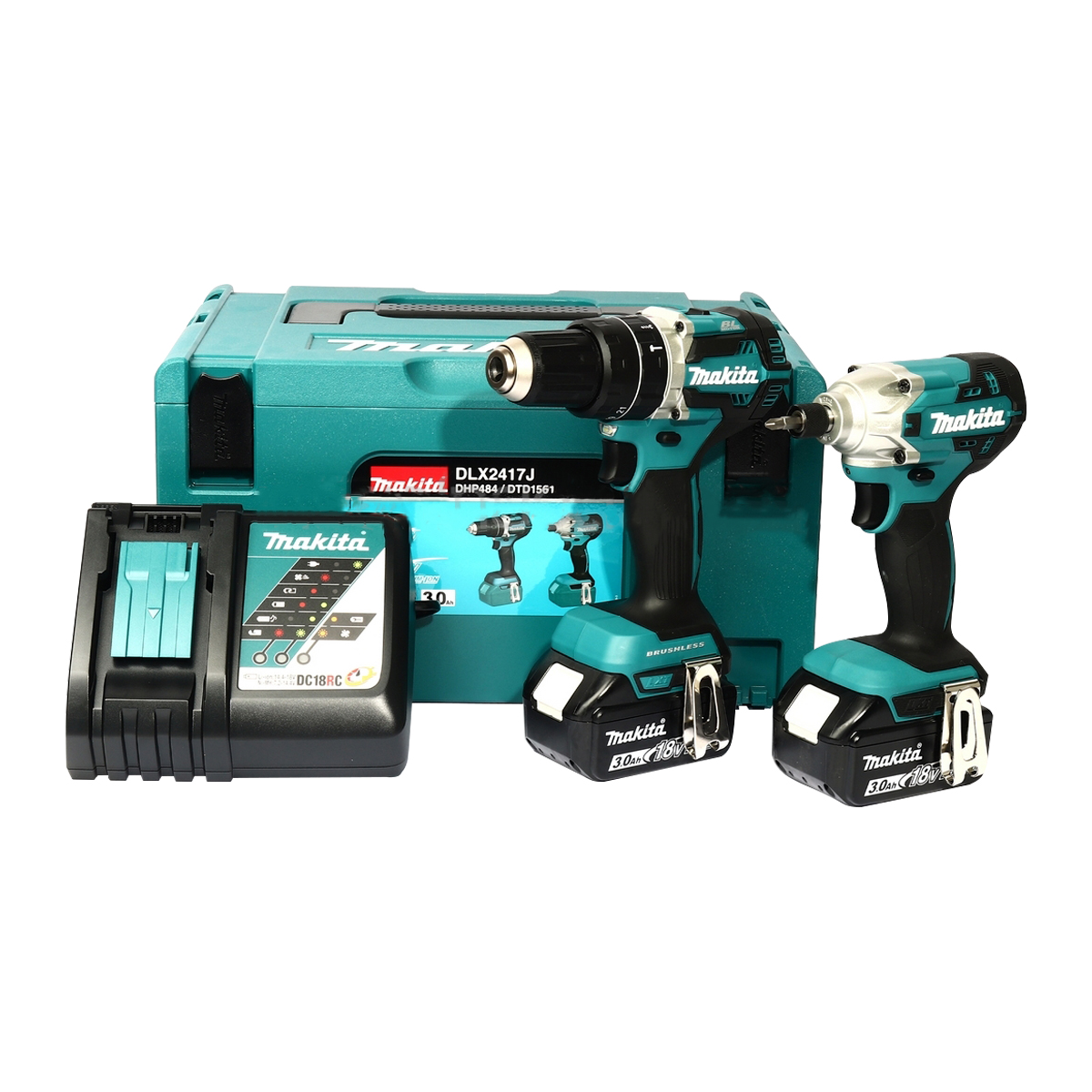 MAKITA ชุดสว่านกระแทกไร้สาย Combo Kit 18V รุ่น DLX2417J [M011-DLX2417J]