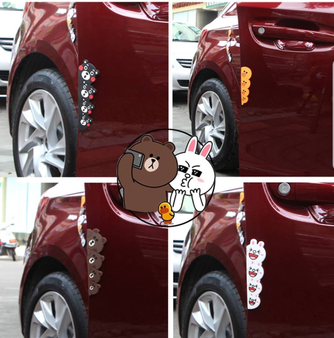 ยางกันรอย ยางกันกระแทกประตูรถยนต์ ลายการ์ตูน 4 ชิ้น