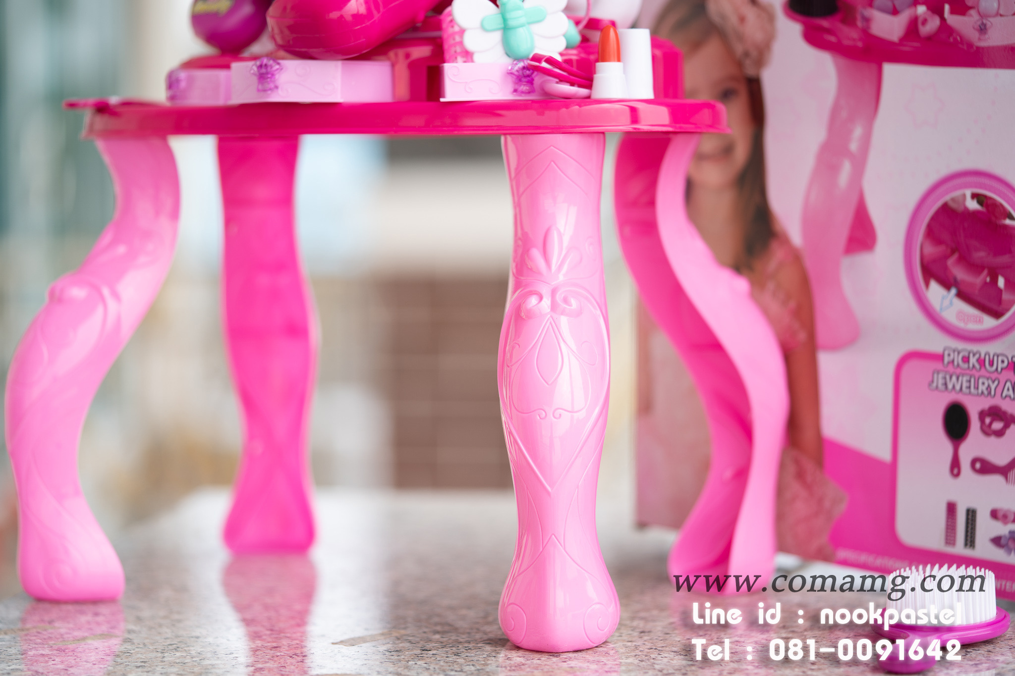 โต๊ะแต่งตัว สีชมพู (มีไฟ+มีเสียง)